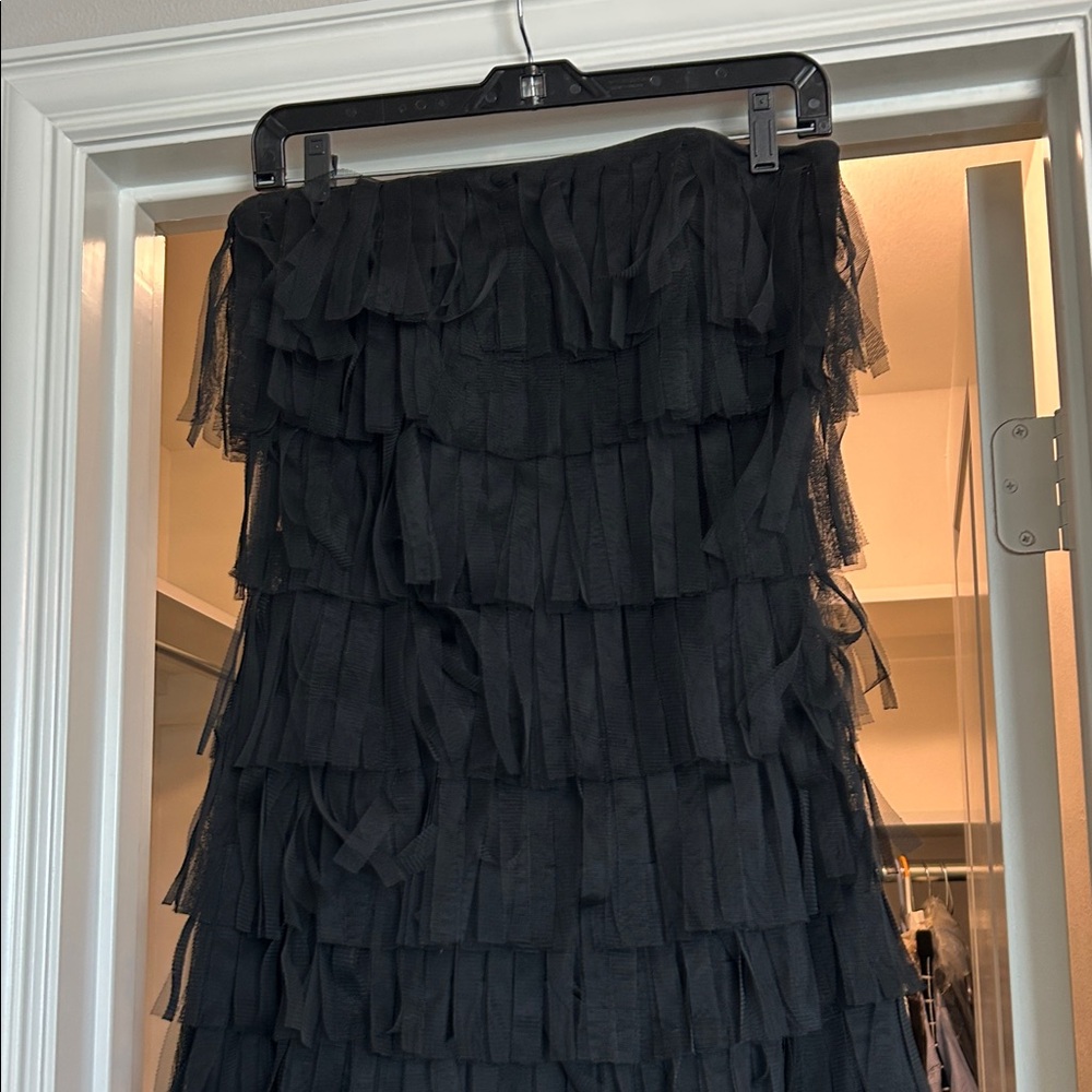 LOFT Black Layered Strapless Dress